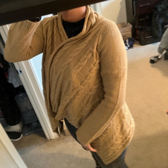 Camel Cable Knit Open Cardigan | Petite Small - Picture 13 of 15